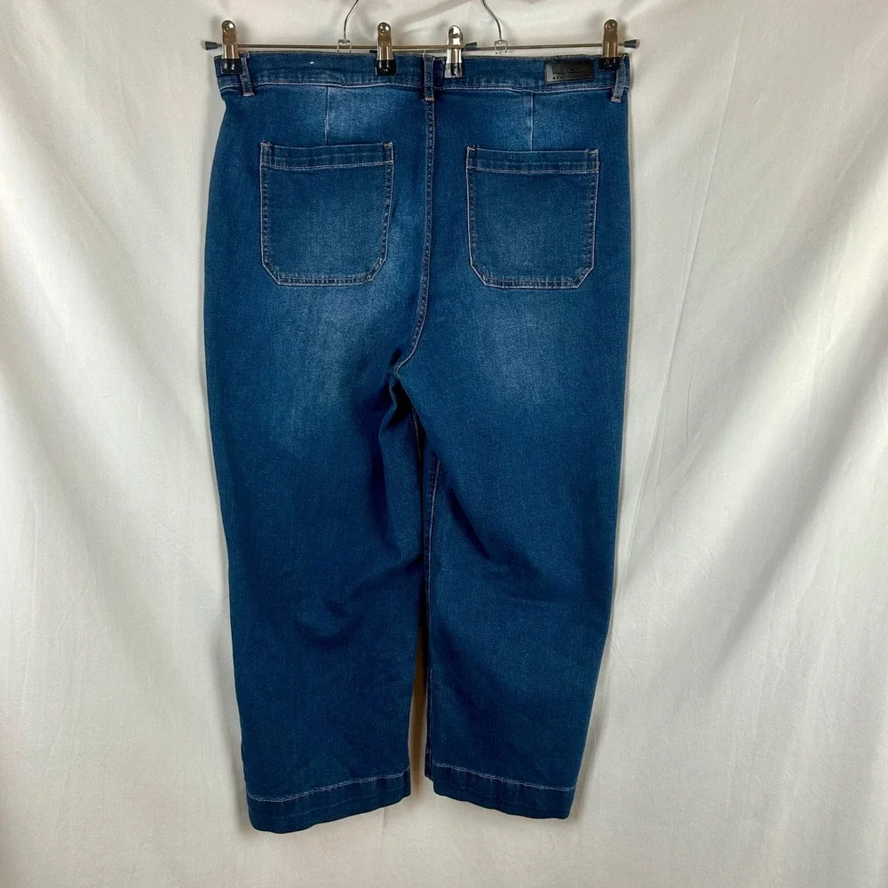 Nicole Miller New York Nomad Super High Rise Wide Leg Jeans Dark Wash Size 14
